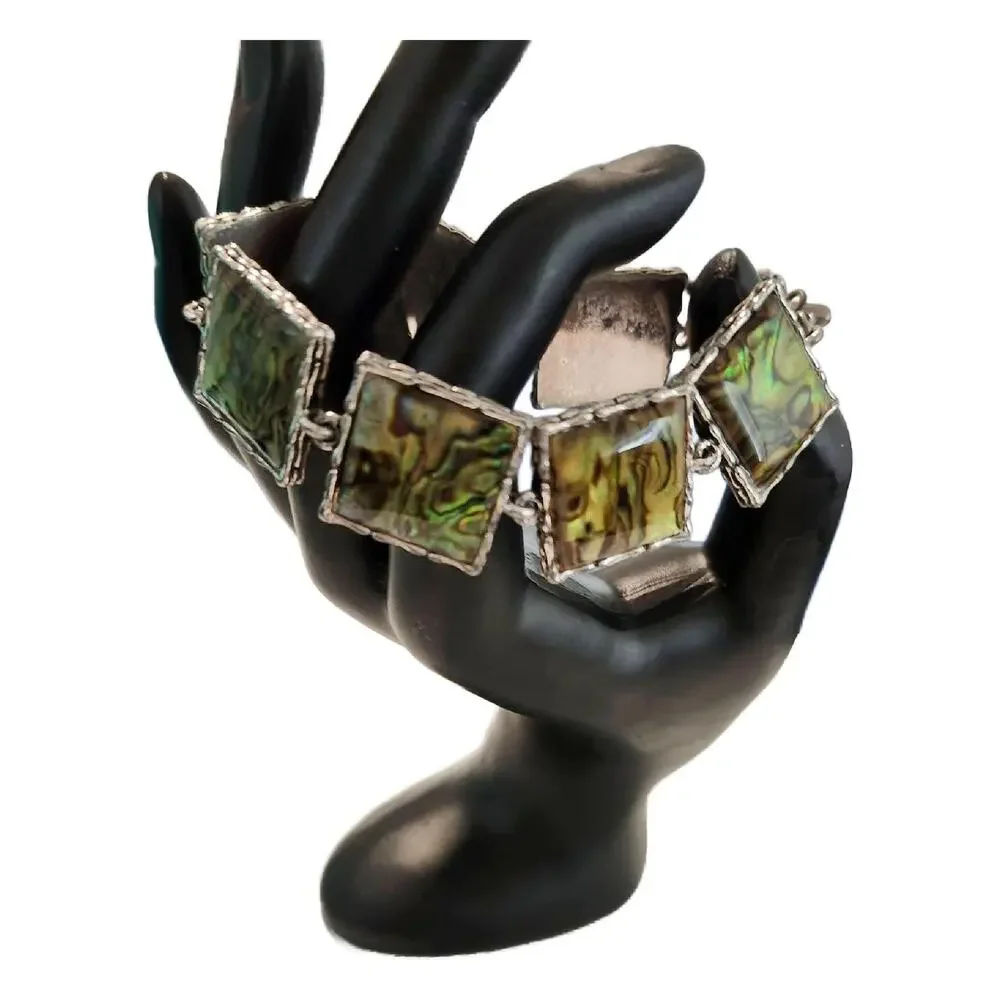 Vintage Faux Abalone Link Bracelet, 7